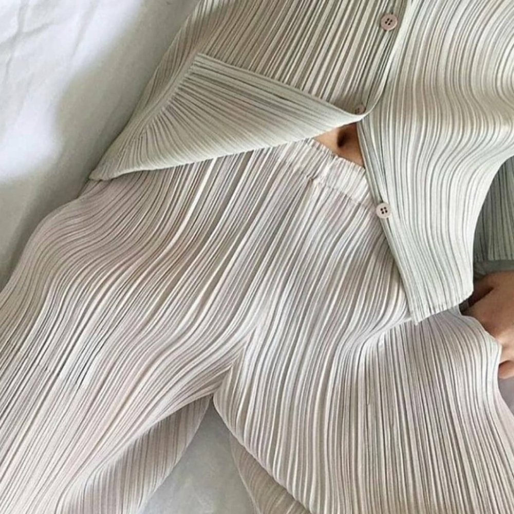 Issey Miyake Pleats Please White Pleated Pants